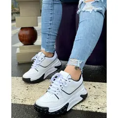 GENERICO - Tenis Blanco Negro Dama Zapatillas Zapatos Lindos Moda Casual