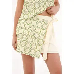 TOPMARK - Falda en tela bordada con diseño de flores para mujer