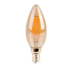 LEXMANA - BOMBILLO LED TIPO VELA AMBAR C35 4W E12 LUZ CÁLIDA 2700K