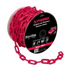 FIERO - Carrete De Cadena Plástica Roja De 25 M Espesor 8 Mm
