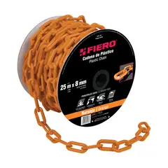 FIERO - Carrete De Cadena Plástica Naranja De 25 M Espesor 8 Mm