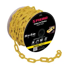 FIERO - Carrete De Cadena Plástica Amarilla De 25 M Espesor 8 Mm