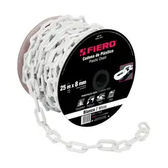FIERO - Carrete De Cadena Plástica Blanca De 25 M Espesor 8 Mm