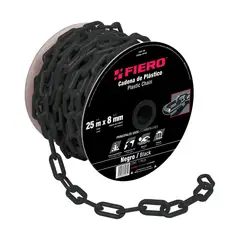 FIERO - Carrete De Cadena Plástica Negra De 25 M Espesor 8 Mm