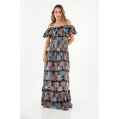 TOPMARK - Vestido estampado con boleros decorativos para mujer