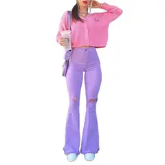 GENERICO - Jeans Acampanado Para Mujer Morado