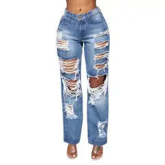 VANN - Jeans Desgastado Para Mujer Azul