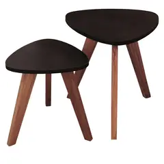 GENERICO - Mesa Auxiliar Escandinava Triangular - Set X 2 - Pequeña & Mediana