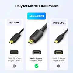 UGREEN - Cable Micro Hdmi A Hdmi 4k 60hz 10ft Adaptador Video Agregar a favoritos