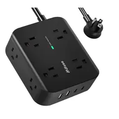 GENERICO - Regleta Protectora De Sobretensiones, 8 Tomas, 2 Usb 2 Usbc