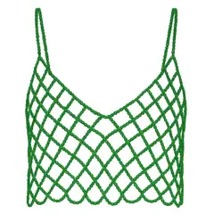 AUTORA BY MEIF RUBIO - Top Verde claro con cristales brillantes- Bodychain para festivales