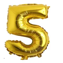 GENERICO - GLOBO METALIZADO NUMERO 5 DORADO 32"