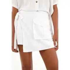 TENNIS - Falda short blanca de apariencia lino para mujer