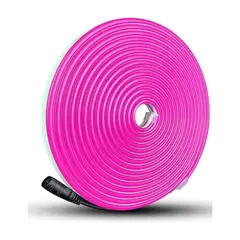 LEXMANA - Cintas Led Neón Flex 12v Rollo 5mtr Incluye Adaptador Luz Rosada