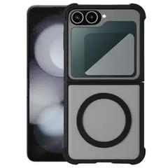 GENERICO - Funda Case Carga Inalámbrica Compatible Samsung Z Flip 5 Y 6 Negro