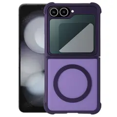GENERICO - Funda Case Carga Inalámbrica Compatible Samsung Z Flip 5 Y 6 Morado