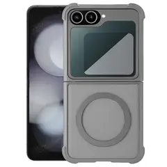 GENERICO - Funda Case Carga Inalámbrica Compatible Samsung Z Flip 5 Y 6 Gris
