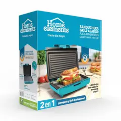 HOME ELEMENTS - Sanduchera Eléctrica Grill 299901027 Turquesa