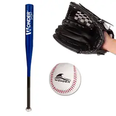 GENERICO - Kit De Baseball Con Bate De 24 “ Pelota Y Guante Azul