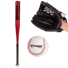 GENERICO - Kit De Baseball Con Bate De 24 “ Pelota Y Guante Rojo