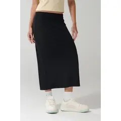 KOAJ - Falda larga unicolor ajustada con abertura posterior Mujer
