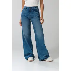 KOAJ - Jean palazzo azul claro con tiro medio y bota ancha Mujer