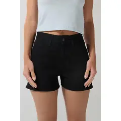 KOAJ - Short en jean negro con tiro alto y cremallera en frent Short en jean negro con tiro alto y cremallera en frent Mujer