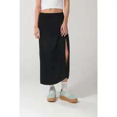 KOAJ - Falda larga negra con tiro alto y abertura delantera Mujer