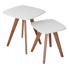 GENERICO - Mesa Auxiliar Nórdica Cuadrada - Set X 2 - Mediana & Grande