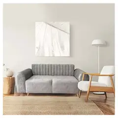GENERICO - SOFA DE 3 PUESTOS MARSELLA EN TELA ANTIFLUIDOS GRIS PLATA.