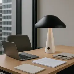 DECOLUM - Lámpara mesa luma beige y negro