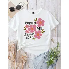 ISMI - Camiseta Mujer Manga Corta Cuello Redondo Florece