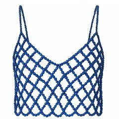 AUTORA BY MEIF RUBIO - Top Azul con cristales brillantes- Bodychain para festivales