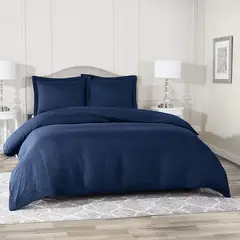 GENERICO - Set Duvet mas Plumon cama Doble Azul Oscuro