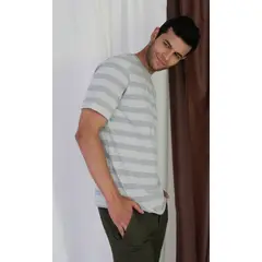 L Y H - T-Shirt Para Hombre Gris Claro Marca L&H