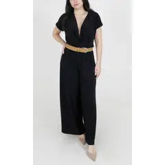 L Y H - Enterizo Para Mujer Manga Corta Negro Marca L&H
