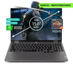 Lenovo - Portátil Gamer LOQ AMD RYZEN 7 7435hs 32gb Ram Ssd 512 Gb 15.6 FHD Ips 144hz Rtx 4050 6GB.