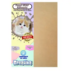 GENERICO - Papel Kraf con Adhesivo A4 imprimible y resistente al agua x 20 hojas