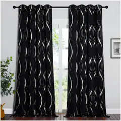 ONE PIXEL - Cortinas Diseño Lineal Blackout Color Negro 127 x 214cm X2 UND
