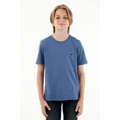 TENNIS - Camiseta azul cuello redondo para niño