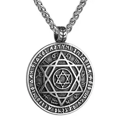 GENERICO - Collar Acero Inoxidable Color Plata Estrella David Hombre