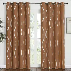 ONE PIXEL - Cortinas Diseño Lineal Blackout Color Marrón127 x 214cm X2 UND