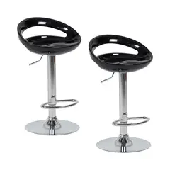 STAY ELIT - SET DE 2 SILLAS ALTAS GIRATORIAS TABURETE DE BARRA COLOR NEGRO