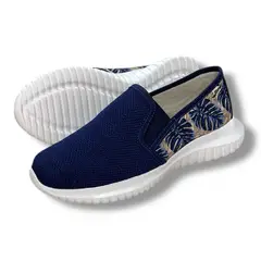 XIAN SHOES - Tenis ultra livianos mujer azul rama beige E25