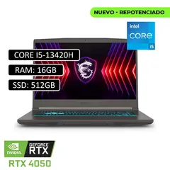 MSI - PORTATIL THIN 15 INTEL CORE I5 13420H RAM 16GB SSD 512GB RTX 4050 6GB