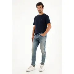 TENNIS - Jean Skinny tiro medio con pigmento blanco para hombre