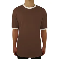 FUERA DEL MOLDE - Camiseta Clásica Básica Premium Bicolor Unisex Café Hueso