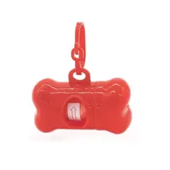 GENERICO - Porta Bolsa Huesito Para Mascotas + Bolsa Rojo