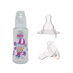 GENERICO - COMBO TETERO 10oz ROSADO FARLIN CUELLO TRADICIONAL +2 CHUPOS ANTI-COLICO