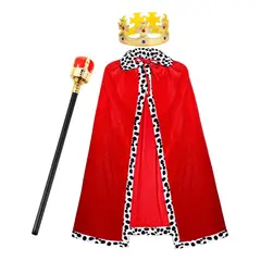 GENERICO - Disfraz De Reina Rey Príncipe Capa Corona Cetro Cosplay